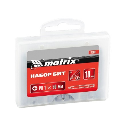 Набор бит Ph1 х 50 мм,сталь 45Х 10 штук в пласт. боксе MTX 113809 купить в Надыме