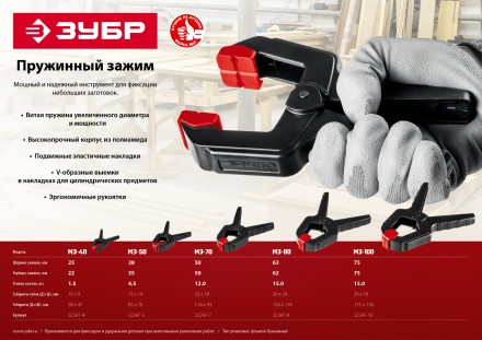 ЗУБР МЗ-70, 65 х 75 мм, пружинный зажим (32247-7) купить в Надыме