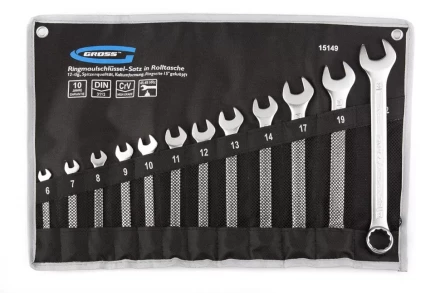 Набор ключей комбинированных 6-22 мм 12 шт CrV холодный штамп GROSS 15149 купить в Надыме
