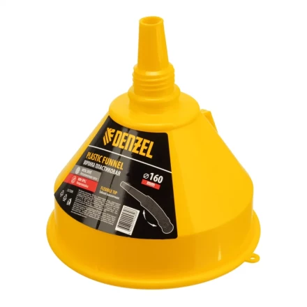 Воронка пластиковая 160 мм с металлическим ситом, непроливайкой и гибким наконечником Denzel 537208 купить в Надыме