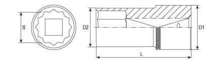 Головка торцевая 12-гранная глубокая 1/2&quot;DR 20 мм S04HD4720 Jonnesway 49069 купить в Надыме