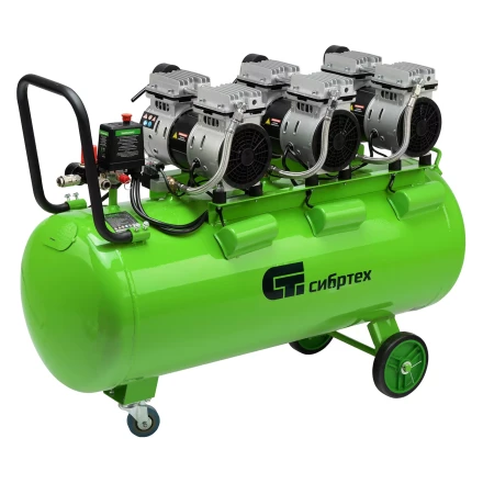 Компрессор безмаслянный малошумный Сибртех МБ 2250/100, 2250 Вт, 100л, 400 л/мин купить в Надыме