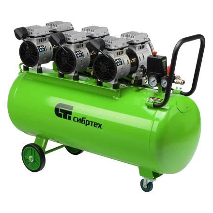 Компрессор безмаслянный малошумный Сибртех МБ 2250/100, 2250 Вт, 100л, 400 л/мин купить в Надыме