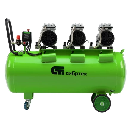 Компрессор безмаслянный малошумный Сибртех МБ 2250/100, 2250 Вт, 100л, 400 л/мин купить в Надыме