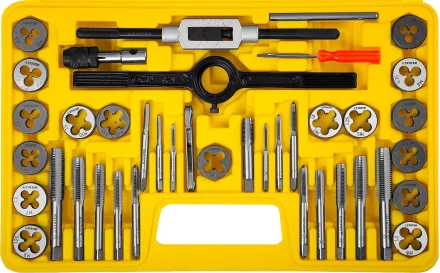 Набор метчиков и плашек STAYER "MASTER", плашки 17шт, метчики 17шт, метчикодерж. 2шт, плашкодерж. 1шт, резьбомер 1шт, отвертка 1шт, 40 предметов 2805-H40_z01 купить в Надыме