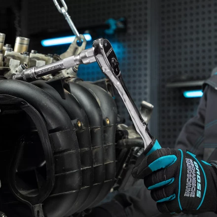 Ключ-трещотка 1/2" Gross 14055, CrV, 90 зубьев, усиленный, хром купить в Надыме