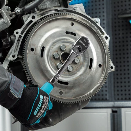 Ключ-трещотка 1/2" Gross 14055, CrV, 90 зубьев, усиленный, хром купить в Надыме