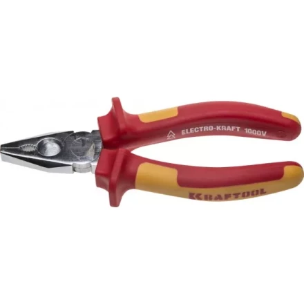 Плоскогубцы "ELECTRO-KRAFT", Cr-Mo сталь, двухкомпонентная маслобензостойкая рукоятка, хромированное покрытие, 160мм, KRAFTOOL 2202-1-16 2202-1-16_z01 купить в Надыме