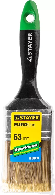 STAYER “KANEKARON-EURO”. Кисть плоская, искусственная щетина, деревянная ручка, 63мм 0106-063 купить в Надыме