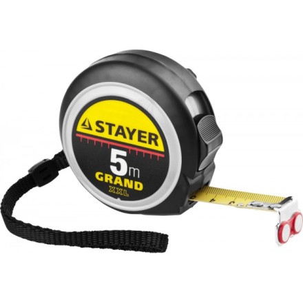 Рулетка STAYER GRAND, корпус с противоскользящим напылением, упрочненное полотно, 5м/19мм 552021 купить в Надыме