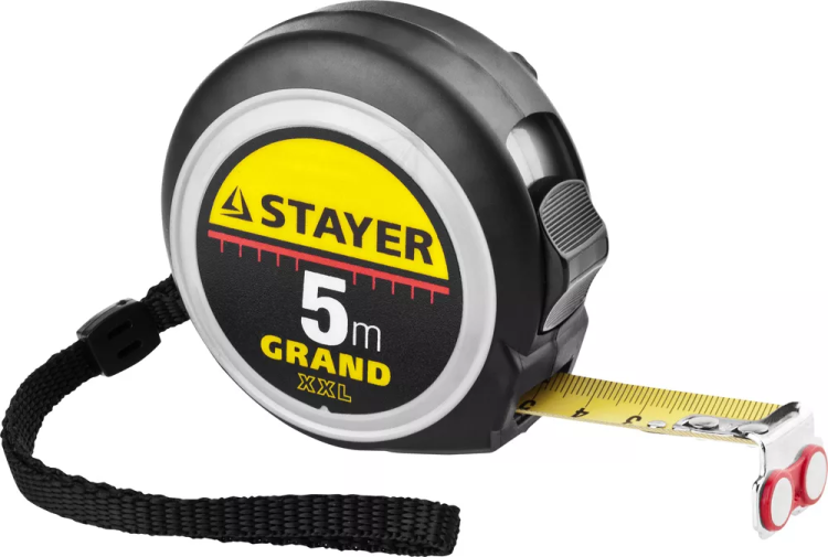 Рулетка STAYER GRAND, корпус с противоскользящим напылением, упрочненное полотно, 5м/19мм 552021 купить в Надыме