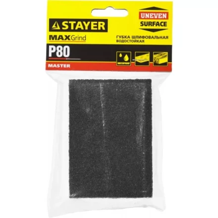Губка шлифовальная STAYER "MASTER" четырехсторонняя, зерно - оксид алюминия, Р80; 100 x 68 x 26 мм. 3560-2_z01 купить в Надыме