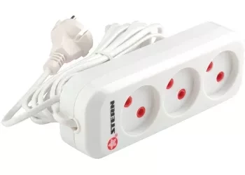 Удлинитель бытовой без заземления, 2*0,75мм*2м, 3 розетки, 6A, STERN 95725 купить в Надыме
