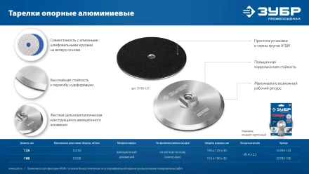 ЗУБР d 125 мм, М14, держатель алюминиевый для АГШК, ПРОФЕССИОНАЛ (35783-125) купить в Надыме