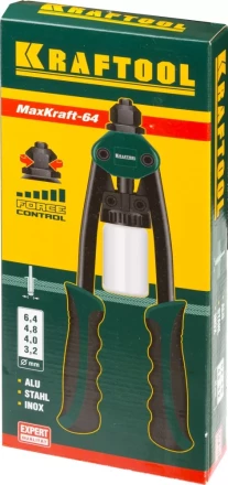 Заклепочник двуручный силовой компактный, KRAFTOOL "MaxKraft-64" 31160, для заклёпок d=3,2-6,4 мм из Al, стали, нерж стали, усил литой корпус 31160 купить в Надыме