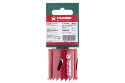 Коронка биметаллическая HAMMER Ф44х38мм 5/8&quot; BiMETALL (224-009) купить в Надыме