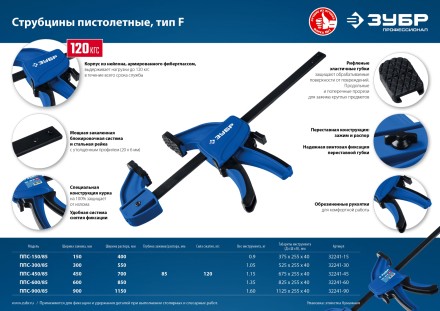 ЗУБР ППС-30/85, 300 х 85 мм, пистолетная струбцина, Профессионал (32241-30) купить в Надыме