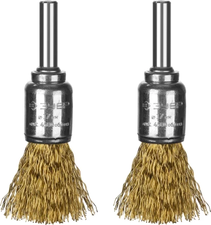 ЗУБР "ПРОФЕССИОНАЛ". Набор щеток кистевых для дрели, витая стальная латунированная проволока 0,3мм, 17мм, 2шт 35225-17-H2_z02 купить в Надыме