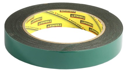 Двухсторонняя клейкая лента на вспененной основе, STAYER Professional 12233-19-05, черная, 19мм х 5м 12233-19-05 купить в Надыме