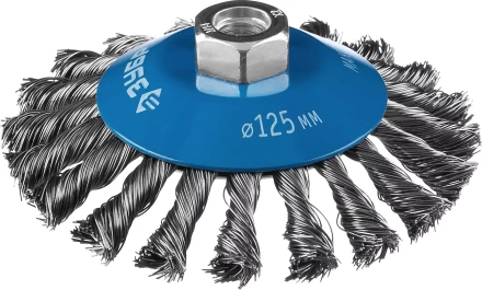 ЗУБР "ПРОФЕССИОНАЛ". Щетка коническая для УШМ, плетеные пучки стальной проволоки 0,5мм, 125ммхМ14 35269-125_z02 купить в Надыме