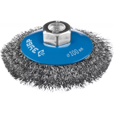 ЗУБР &quot;ПРОФЕССИОНАЛ&quot;. Щетка коническая для УШМ, витая стальная проволока 0,3мм, 100ммхМ14 35265-100_z02 купить в Надыме