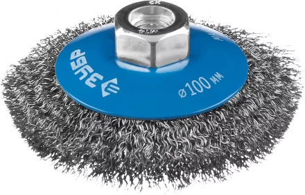 ЗУБР &quot;ПРОФЕССИОНАЛ&quot;. Щетка коническая для УШМ, витая стальная проволока 0,3мм, 100ммхМ14 35265-100_z02 купить в Надыме