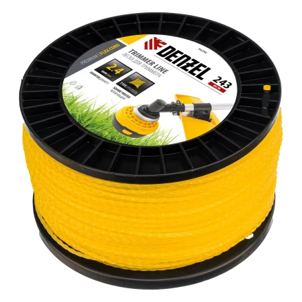Леска для триммера витой квадрат, 2,4мм х 243м, на DIN катушке FLEX CORD// Denzel 96298 купить в Надыме