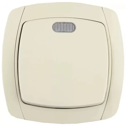 Выключатель СВЕТОЗАР "CITY LIGHT" одноклавишный в сборе, с подсветкой, бежевый, 10А/~250В SV-54231-B купить в Надыме