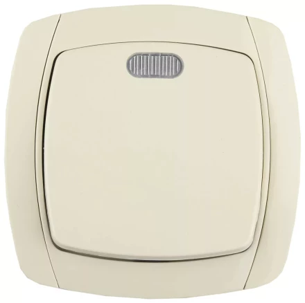 Выключатель СВЕТОЗАР "CITY LIGHT" одноклавишный в сборе, с подсветкой, бежевый, 10А/~250В SV-54231-B купить в Надыме