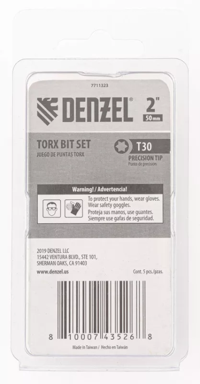 Бита T30x50, 5 шт. Denzel 7711323 купить в Надыме