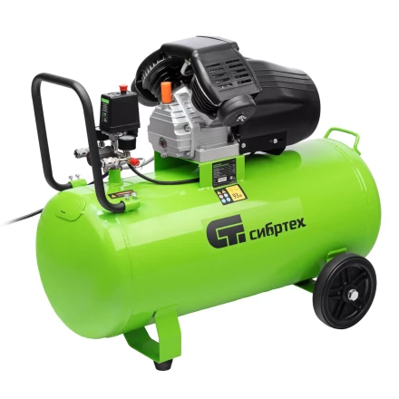 Компрессор воздушный Сибртех КК-2200/100 58009, 2,2 кВт, 350 л/мин, 100 л, прямой привод, масляный купить в Надыме