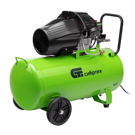 Компрессор воздушный Сибртех КК-2200/100 58009, 2,2 кВт, 350 л/мин, 100 л, прямой привод, масляный купить в Надыме