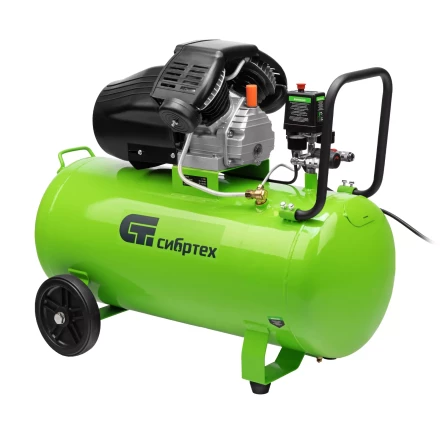 Компрессор воздушный Сибртех КК-2200/100 58009, 2,2 кВт, 350 л/мин, 100 л, прямой привод, масляный купить в Надыме