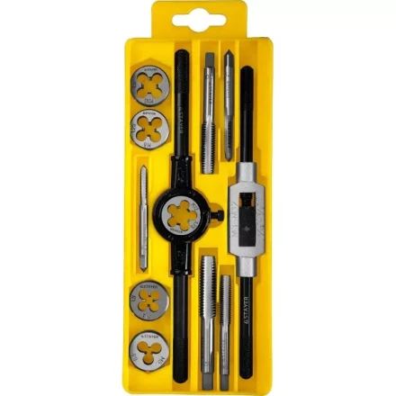 Набор метчиков и плашек STAYER "MASTER", метчикодержатель 1шт, плашкодержатель 1шт, метчики 5шт, плашки 5шт, 12 предметов 28012-H12_z01 купить в Надыме