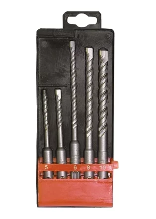 Набор буров по бетону 5-6х110 6-8-10х160 мм 5 шт в пластиковой коробке SDS PLUS MATRIX 71095 купить в Надыме
