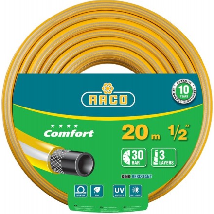 Шланг RACO &quot;COMFORT&quot; поливочный, 30атм., армированный, 3-х слойный, 1/2&quot;х20м 40303-1/2-20 купить в Надыме