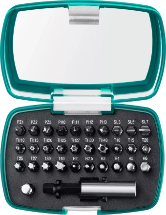 Набор бит и адаптеров KRAFTOOL C-Drive многофункциональный, Cr-Mo сталь, в ударопрочном компактном боксе. Цветная маркировка типов шлицов 26067-H32 купить в Надыме