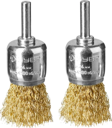 ЗУБР "ПРОФЕССИОНАЛ". Набор щеток кистевых для дрели, витая стальная латунированная проволока 0,3мм, 24мм, 2шт 35225-24-H2_z02 купить в Надыме