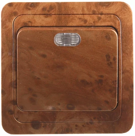 Выключатель СВЕТОЗАР "ГАММА" с подсветкой, одноклавишный, цвет орех, 10A/~250B SV-54131-N купить в Надыме