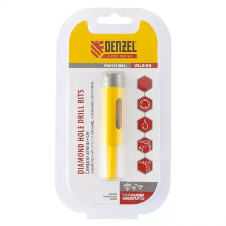 Сверло алмазное по керамограниту 20мм мокрое резание трёх гранный хвостовик DENZEL 72679 купить в Надыме