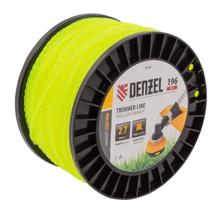 Леска для триммера витой квадрат, 2,7мм х 196м, на DIN катушке FLEX CORD// Denzel 96299 купить в Надыме