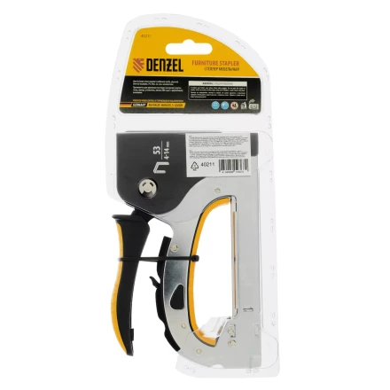 Степлер мебельный Denzel 40211, стальной корпус, быстрая загрузка, регул. силы удара, тип 53, 4-14 мм купить в Надыме