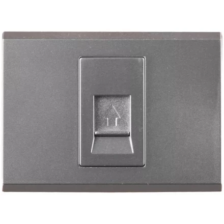 Розетка СВЕТОЗАР "ЭФФЕКТ" телефонная, одинарная, без вставки и рамки, цвет светло-серый металлик SV-54417-SM купить в Надыме