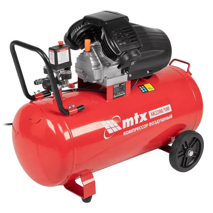 Компрессор воздушный MTX КК-2200/100, 2,2 кВт, 350 л/мин, 100 л, прямой привод, масляный купить в Надыме