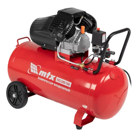 Компрессор воздушный MTX КК-2200/100, 2,2 кВт, 350 л/мин, 100 л, прямой привод, масляный купить в Надыме