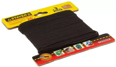 Шнур STAYER "MASTER" хозяйственно-бытовой, полипропиленовый, вязанный, с сердечником, черный, d 3, 20м 50411-03-020 купить в Надыме