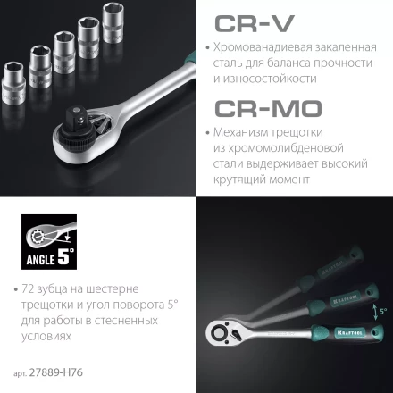 Универсальный набор инструмента, 76 предм. 27889-H76 купить в Надыме