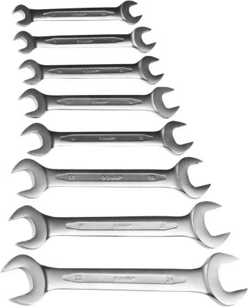 Набор ЗУБР "ПРОФИ": Ключи гаечные рожковые, Cr-V сталь, хромированные, 8х24мм, 8шт 27021-H8 купить в Надыме