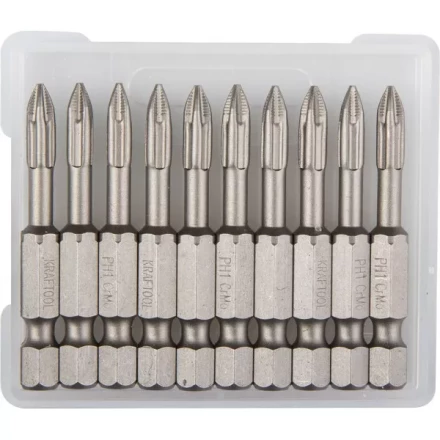 Биты "ЕХPERT" торсионные кованые, обточенные, KRAFTOOL 26121-1-50-10, Cr-Mo сталь, тип хвостовика E 1/4", PH1, 50мм, 10шт 26121-1-50-10 купить в Надыме