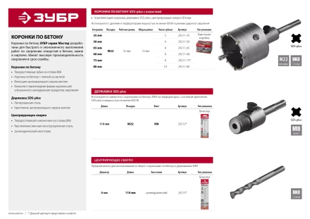 ЗУБР 110 мм, SDS - Plus, фиксация винтом, державка для коронки по бетону (29212) купить в Надыме